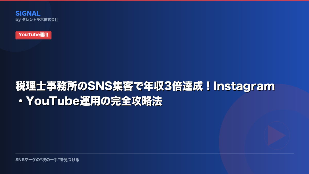 税理士事務所のSNS集客で年収3倍達成!Instagram・YouTube運用の完全攻略法【2026年版12社実証済み】